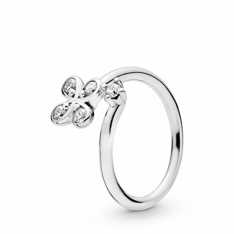 Pandora Four-Petal Flowers Twisted Stackable Ring Outlet NZ, Sterling Silver (038412-FKW)